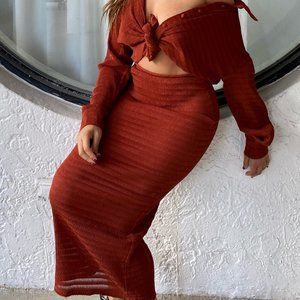 Burnt Orange Midi Skirt